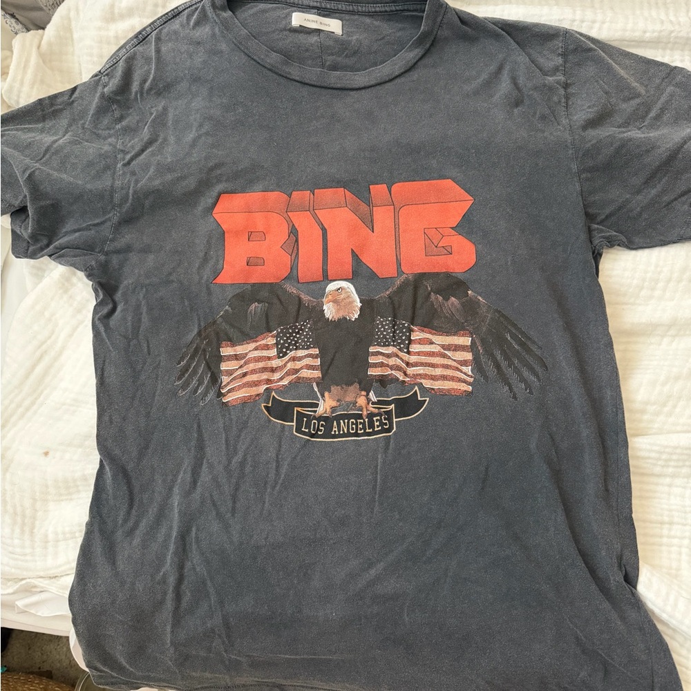 Anine Bing Charcoal Gray Crewneck Tee